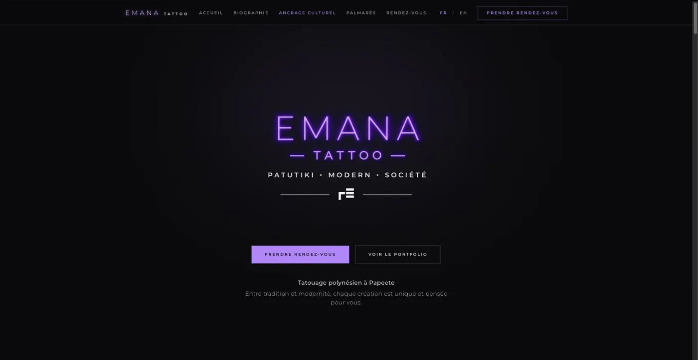 Page d’accueil du site Emana Tattoo