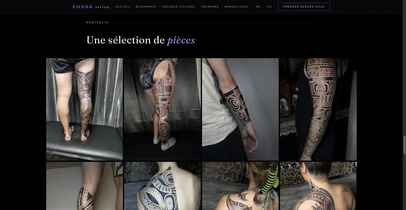 Portfolio du site Emana Tattoo